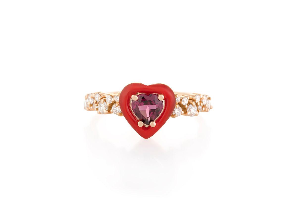 Candy Heart Ring Rouge by "Joanna Achkar" - Tales of Stones