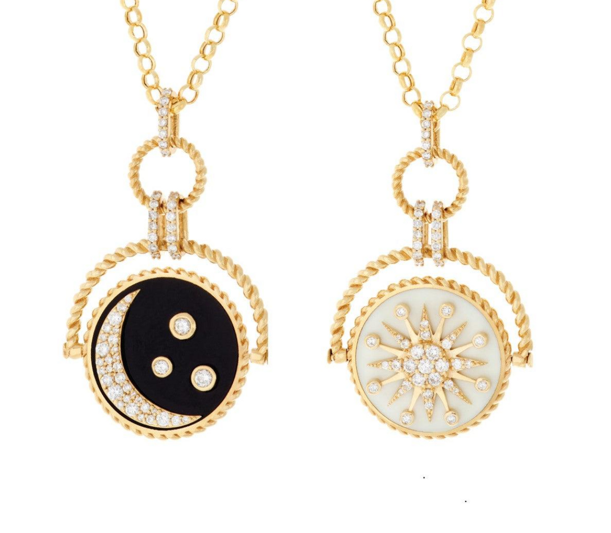 Double Sided Shining Star and Moon Necklace