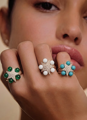 Celestial Bubbles Diamond Ring and blue enamel