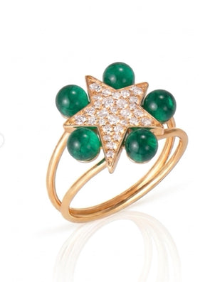 Celestial Bubbles Diamond Ring and blue enamel
