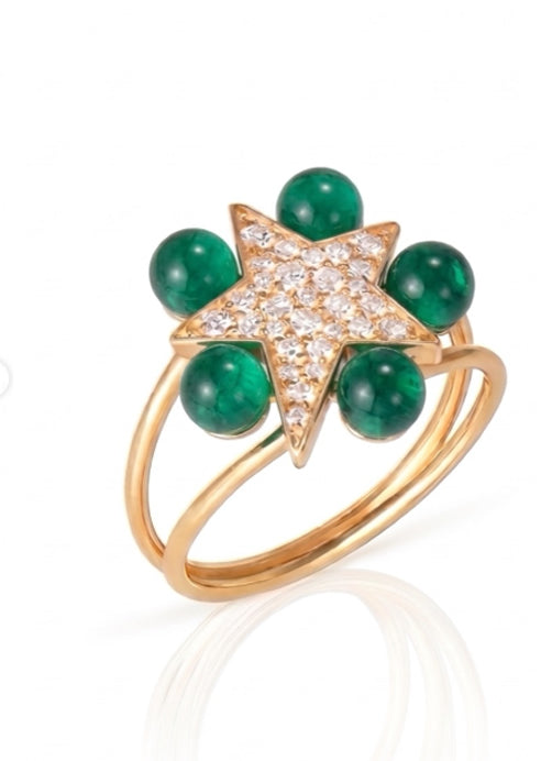 Celestial Bubbles Diamond Ring and blue enamel