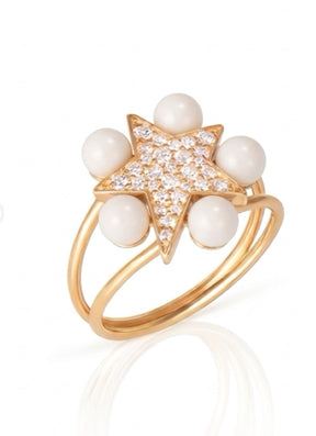 Celestial Bubbles Diamond Ring and blue enamel