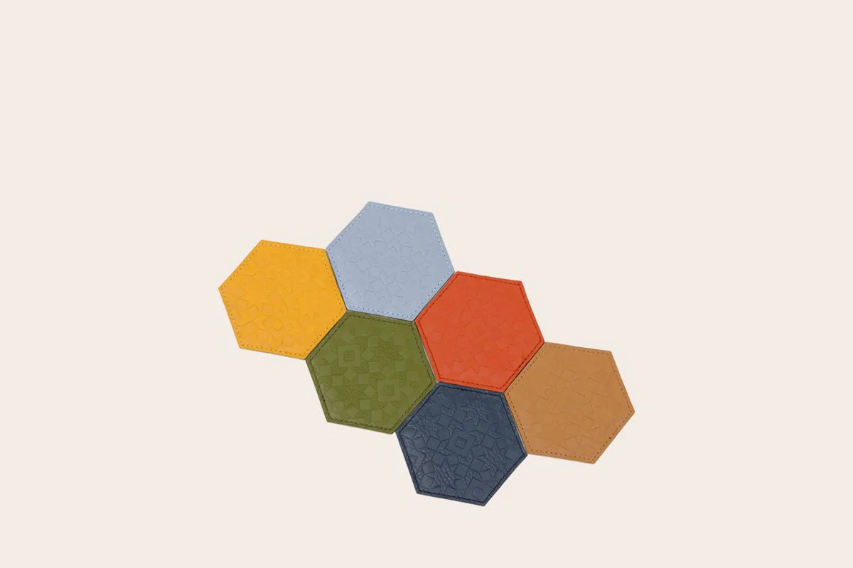 Multicolor Hexagon Coasters - Nada Debs