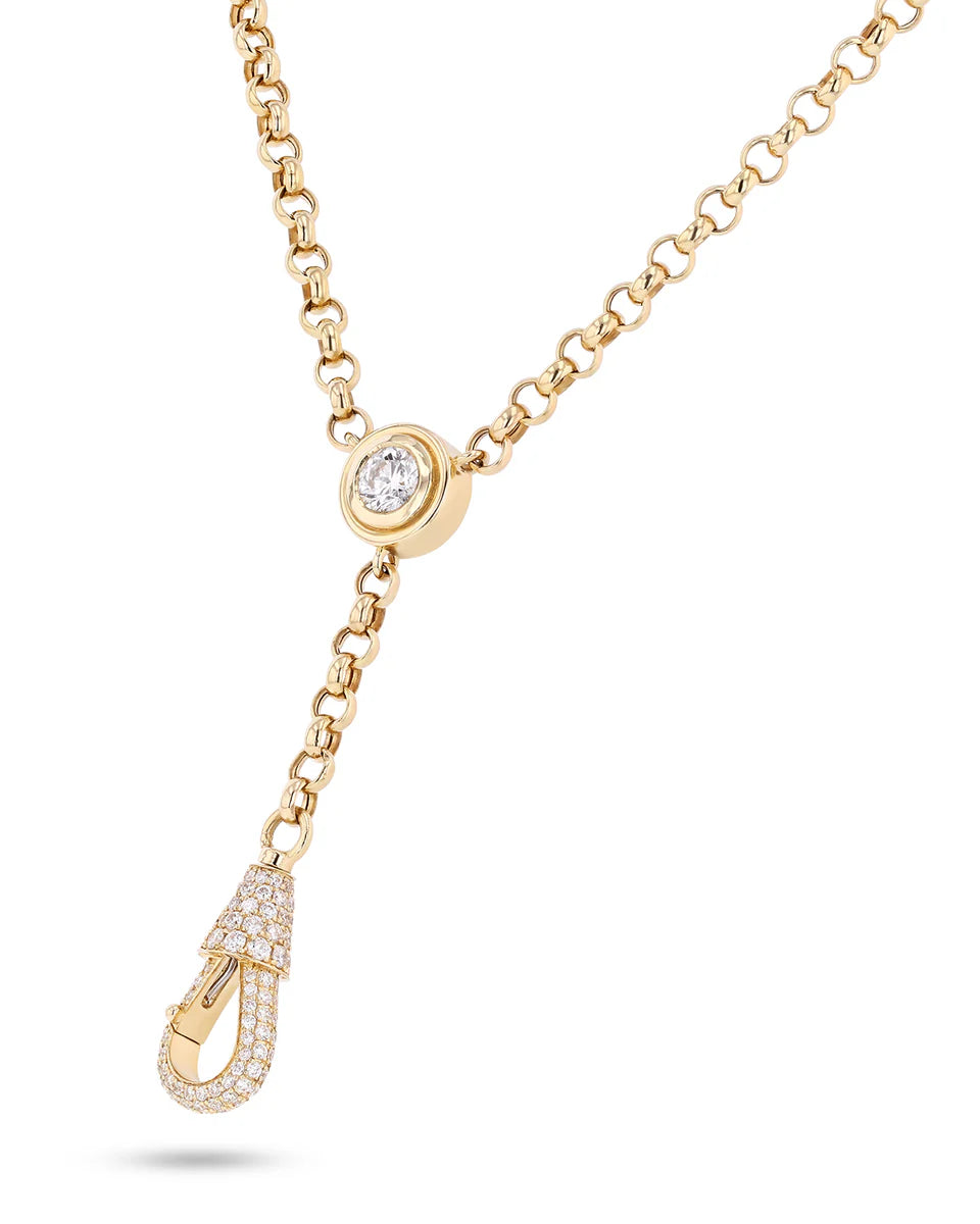 Small Diamond Hook Lariat Necklace