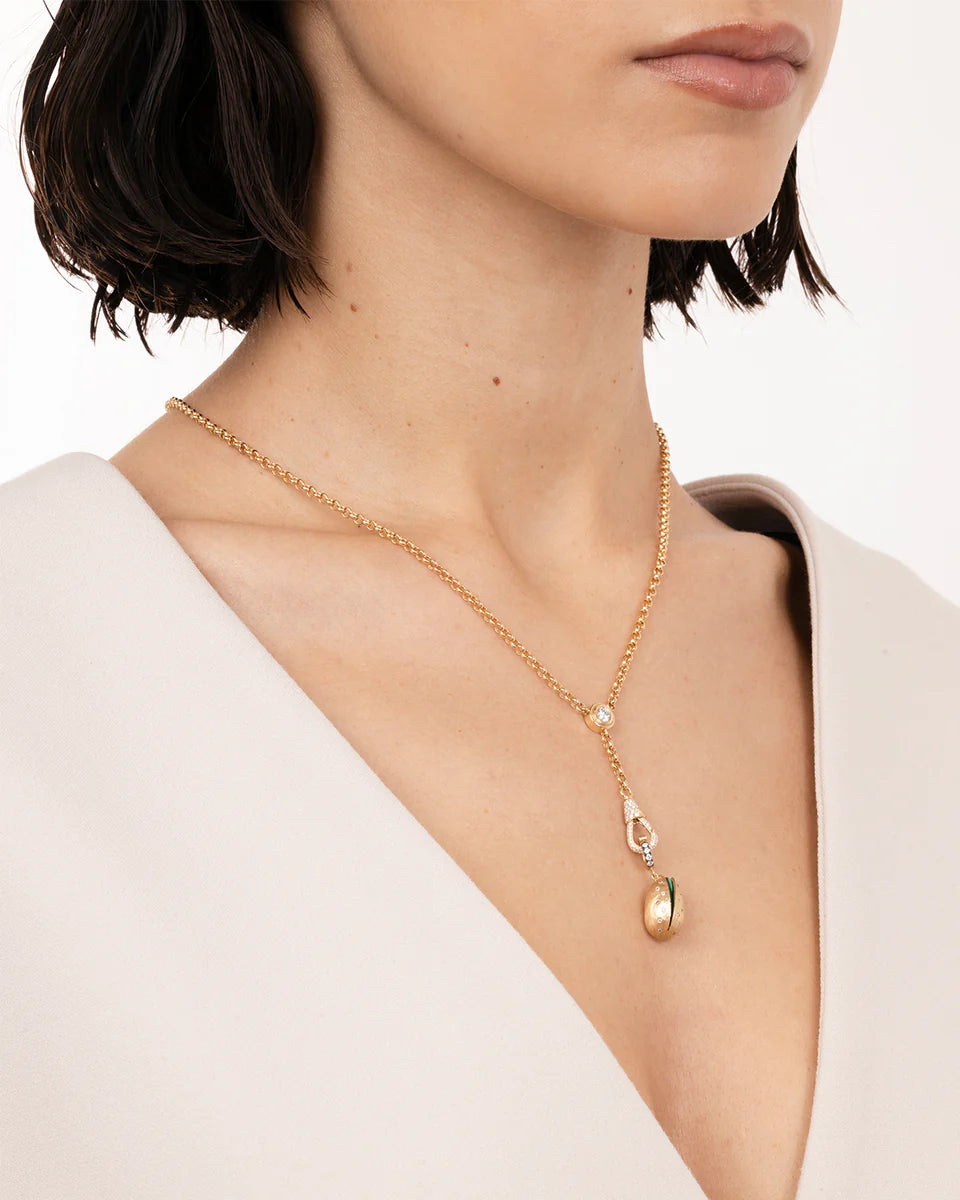Small Diamond Hook Lariat Necklace