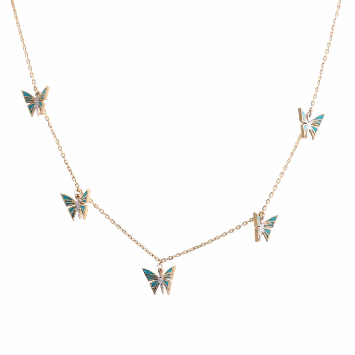 Long Turquoise Butterflies Necklace - Tales of Stones