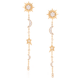 Moon and Stars Chain Drop Earrings