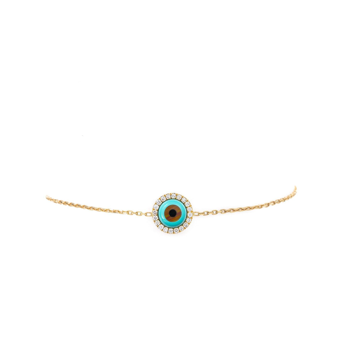 MINI EYE FULL DIAMOND Bracelet by LEIA K (Opaque Blue and Havane) - Tales of Stones