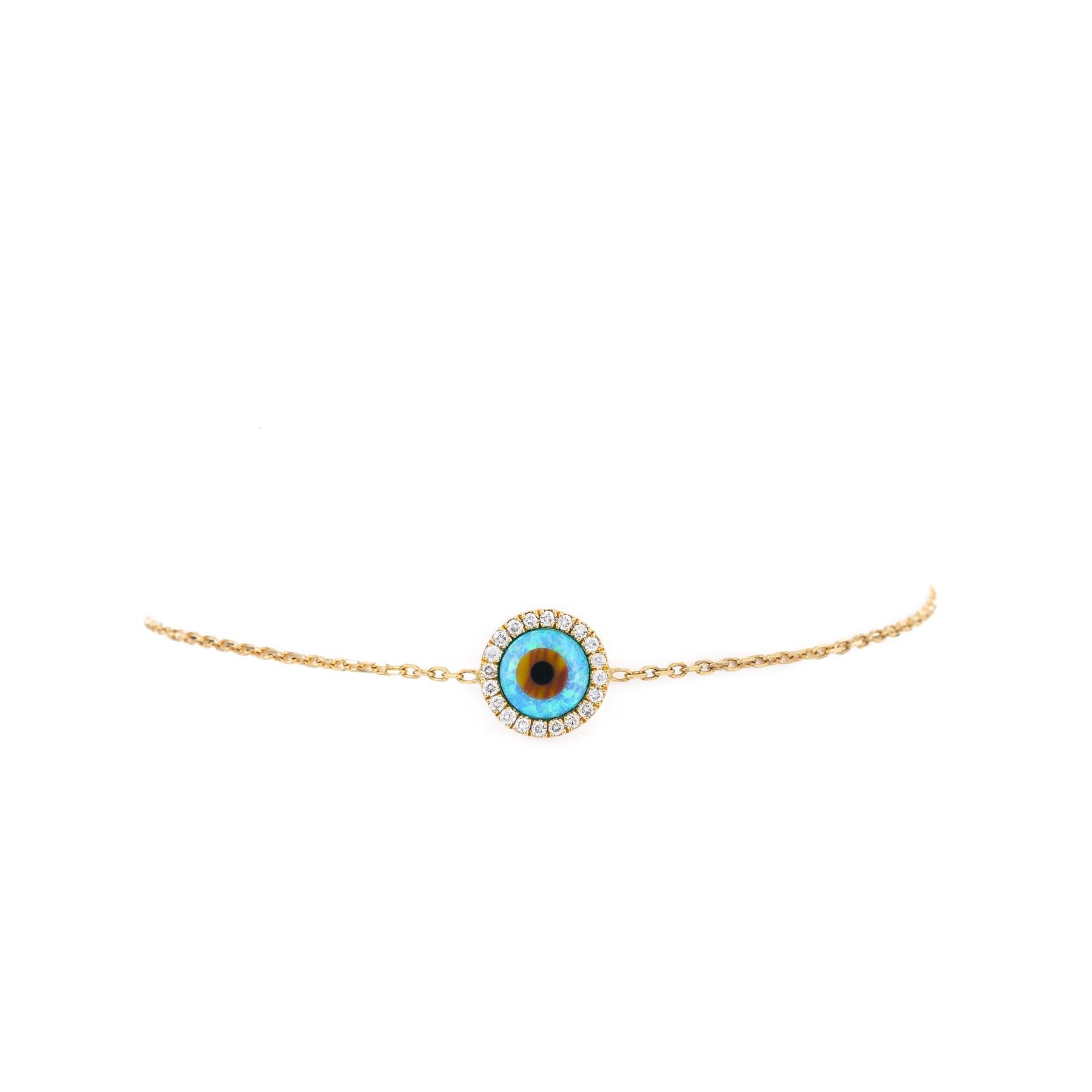 MINI EYE FULL DIAMOND Bracelet by LEIA K (Shining Blue & Havane) - Tales of Stones