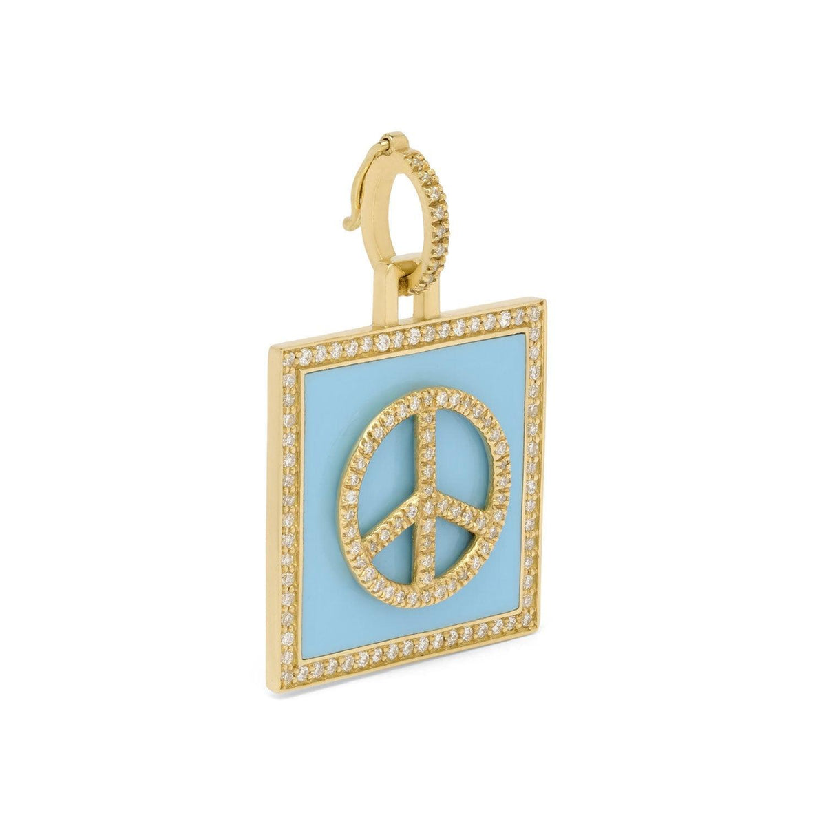 Mini Pendant with Diamond Frame - Give Peace by ATELIER LIYA (Light Blue) - Tales of Stones