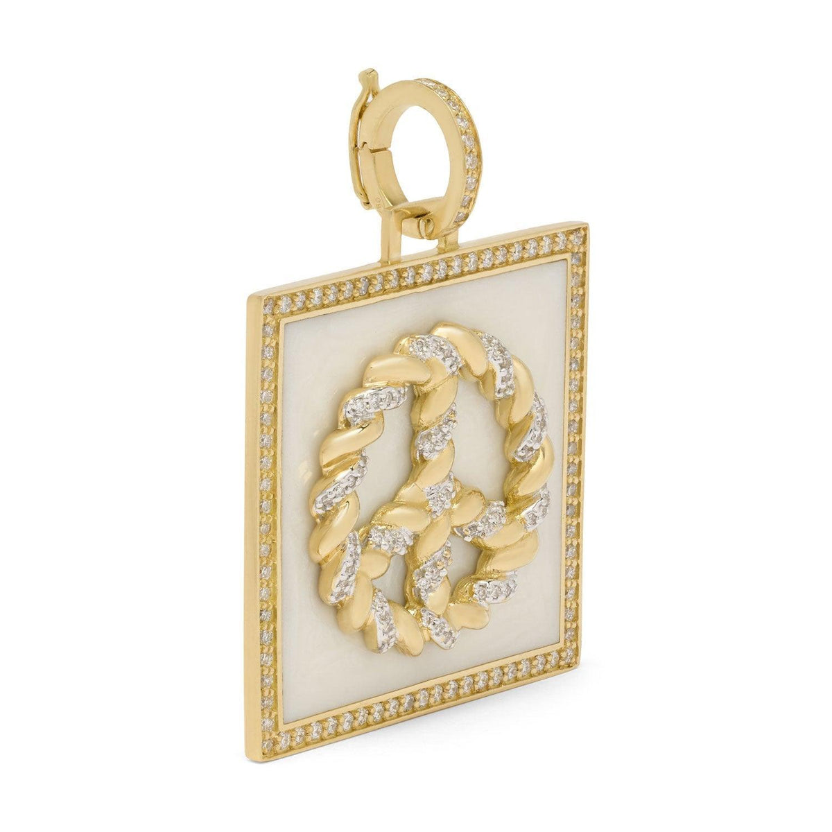 Pendant with Diamond Frame - Give Peace by ATELIER LIYA (White) - Tales of Stones