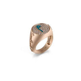 Rose Gold/Diamonds Enamel Letter Signet Ring - Tales of Stones