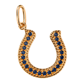 Charm Horseshoe Blue Sapphire