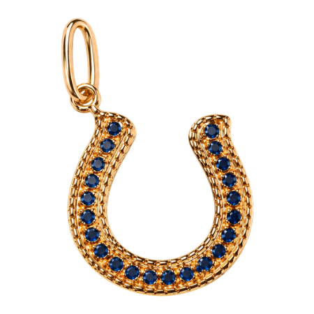 Charm Horseshoe Blue Sapphire