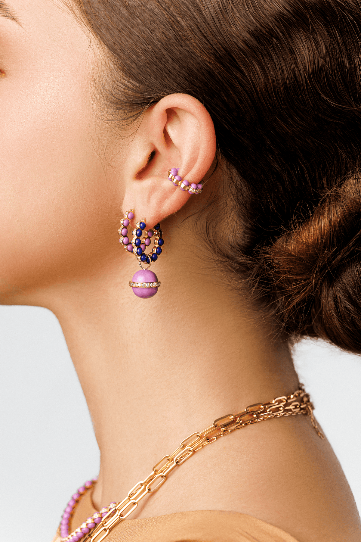 The Purple Atom Earrings by L'Atelier Nawbar (Size 2) - Tales of Stones