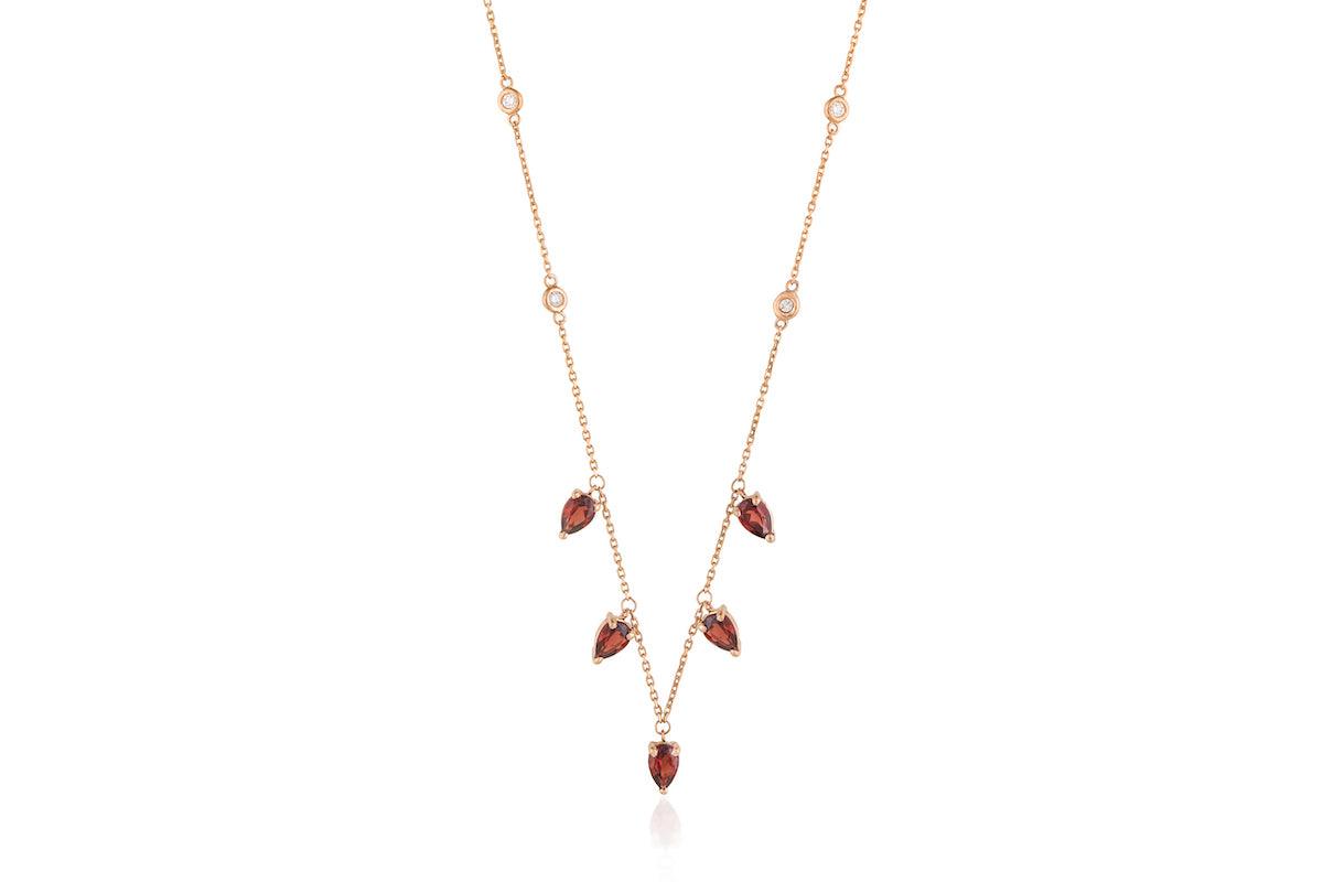 The Royals Pear Drop Necklace Red Garnet by "Joanna Achkar" - Tales of Stones