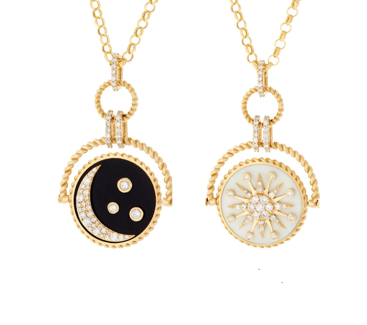 Double Sided Shining Star and Moon Necklace