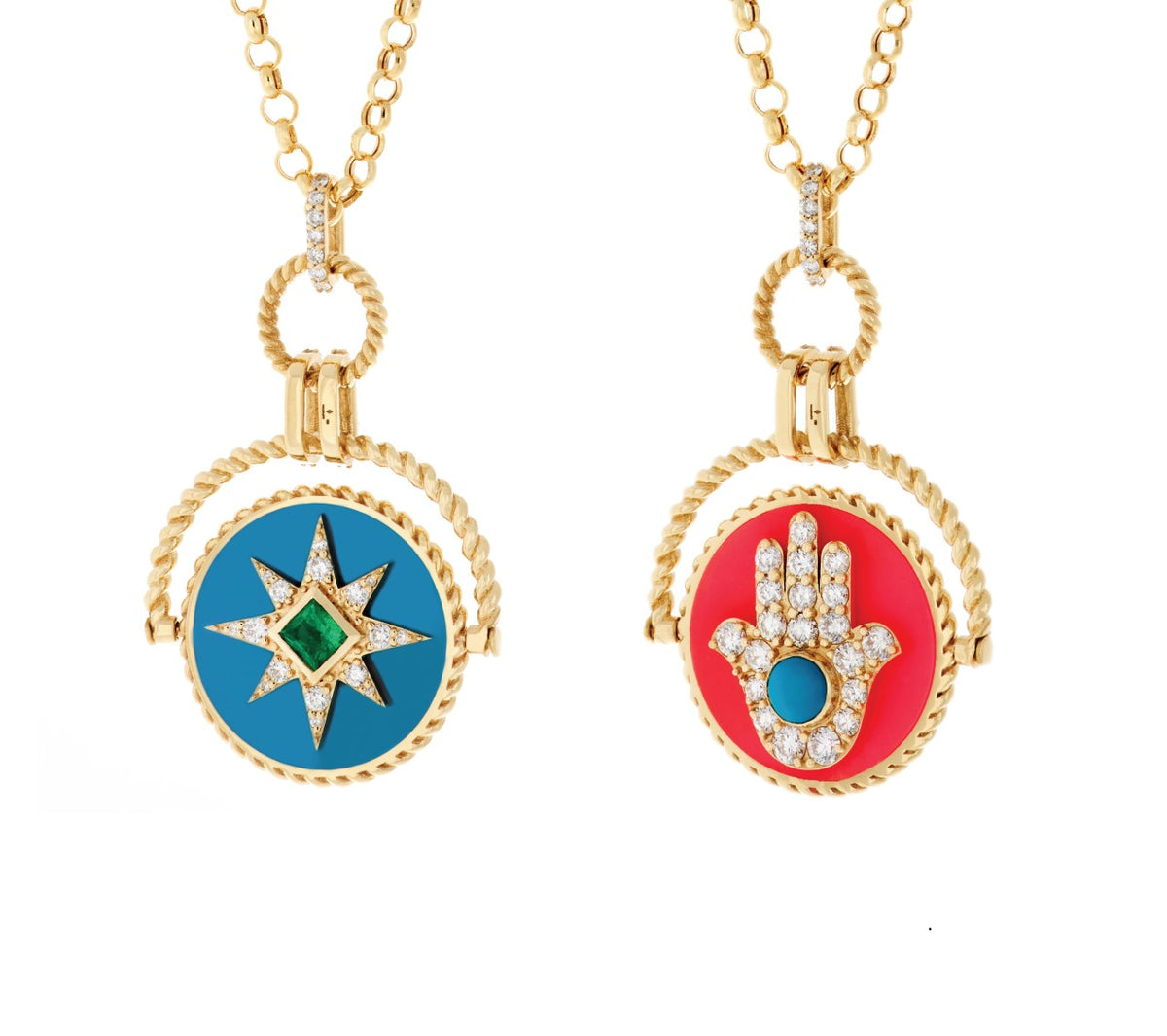 Double Sided Hand of Fatima and Star Necklace