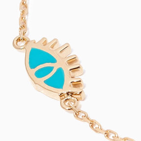 Turquoise Ein/ Eye Enamel Bracelet in 18kt Yellow Gold - Tales of Stones