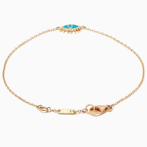 Turquoise Ein/ Eye Enamel Bracelet in 18kt Yellow Gold - Tales of Stones