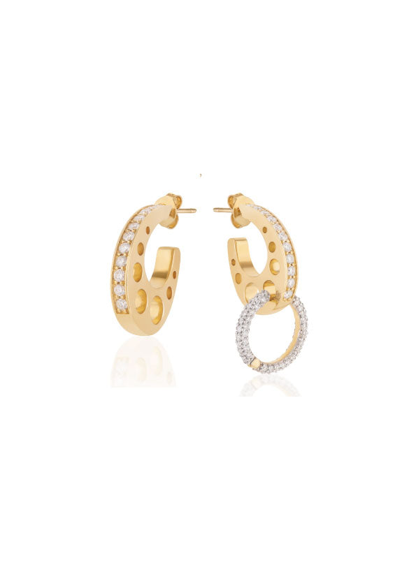 18kt small yellow gold gruyere earrings with diamond