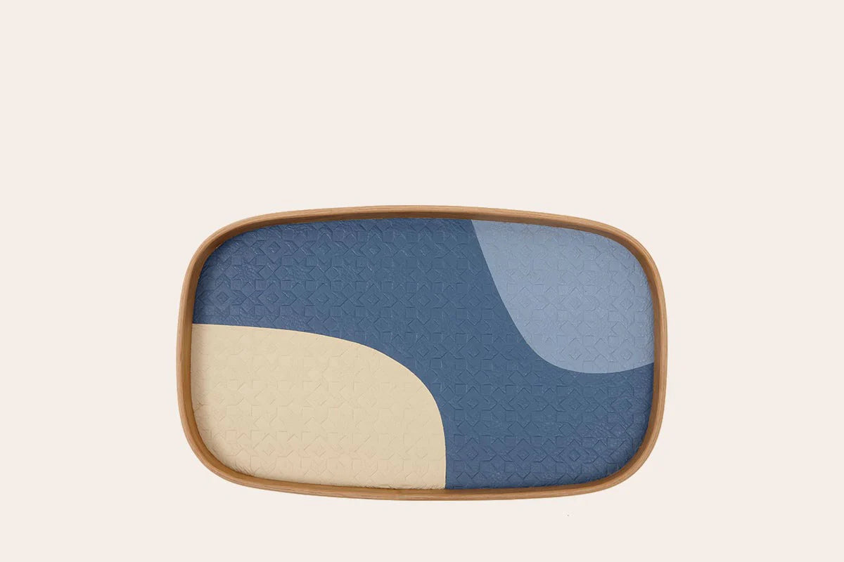 Blue Leather Rectangle Vide Poche Tray