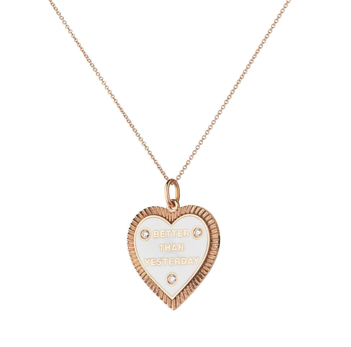 White Heart Shaped Hope Talisman with Diamonds - Tales of Stones