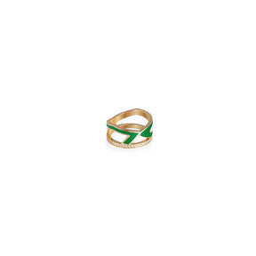 Yellow Gold/ Circle Diamonds Enamel Letter Ring - Tales of Stones