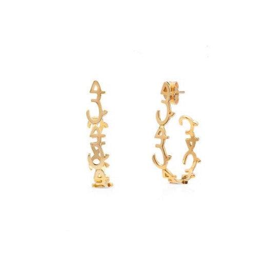 Yellow Gold "HOB / LOVE" Earrings - Tales of Stones