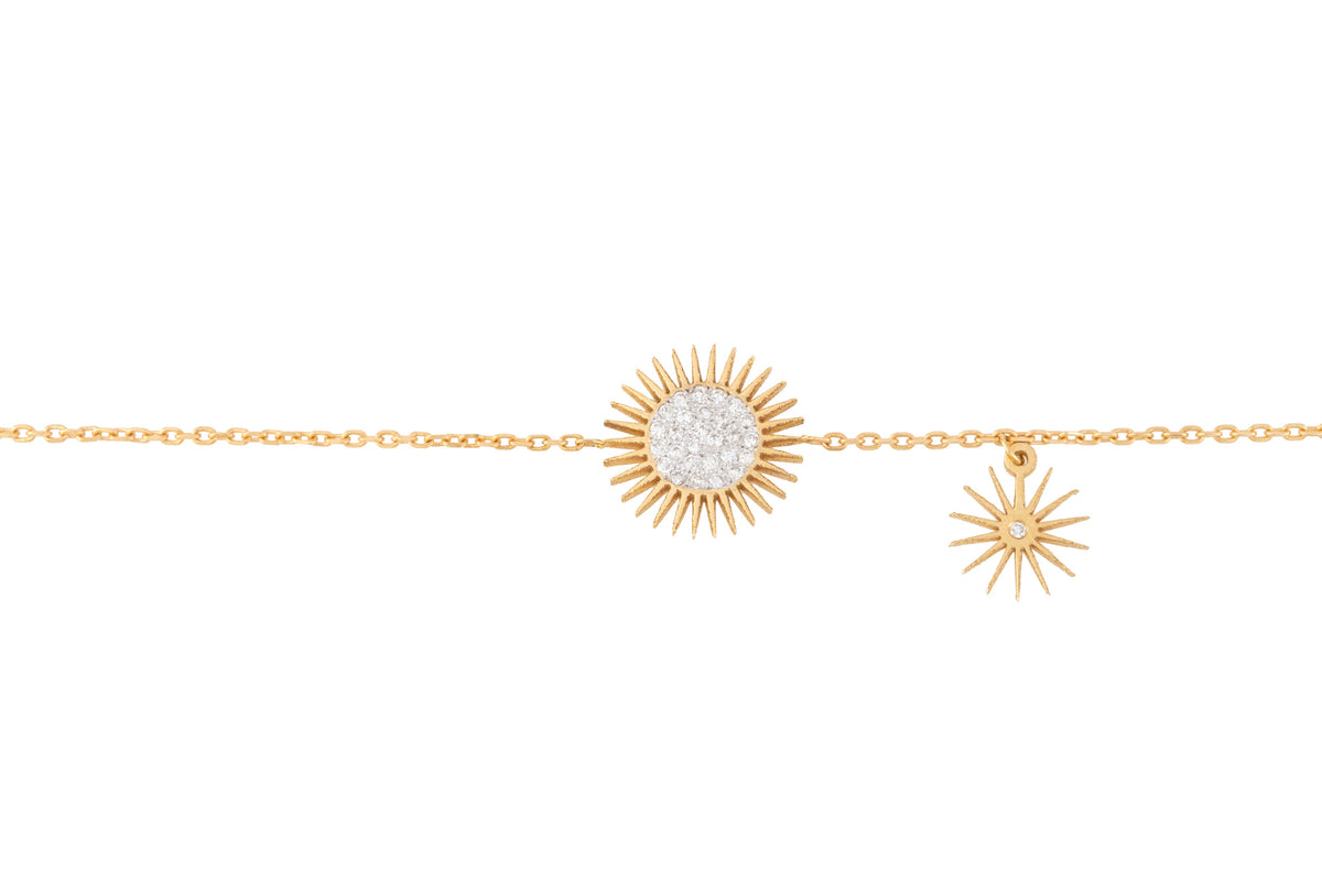 Soleil Bracelet, White Diamonds, Yellow Gold