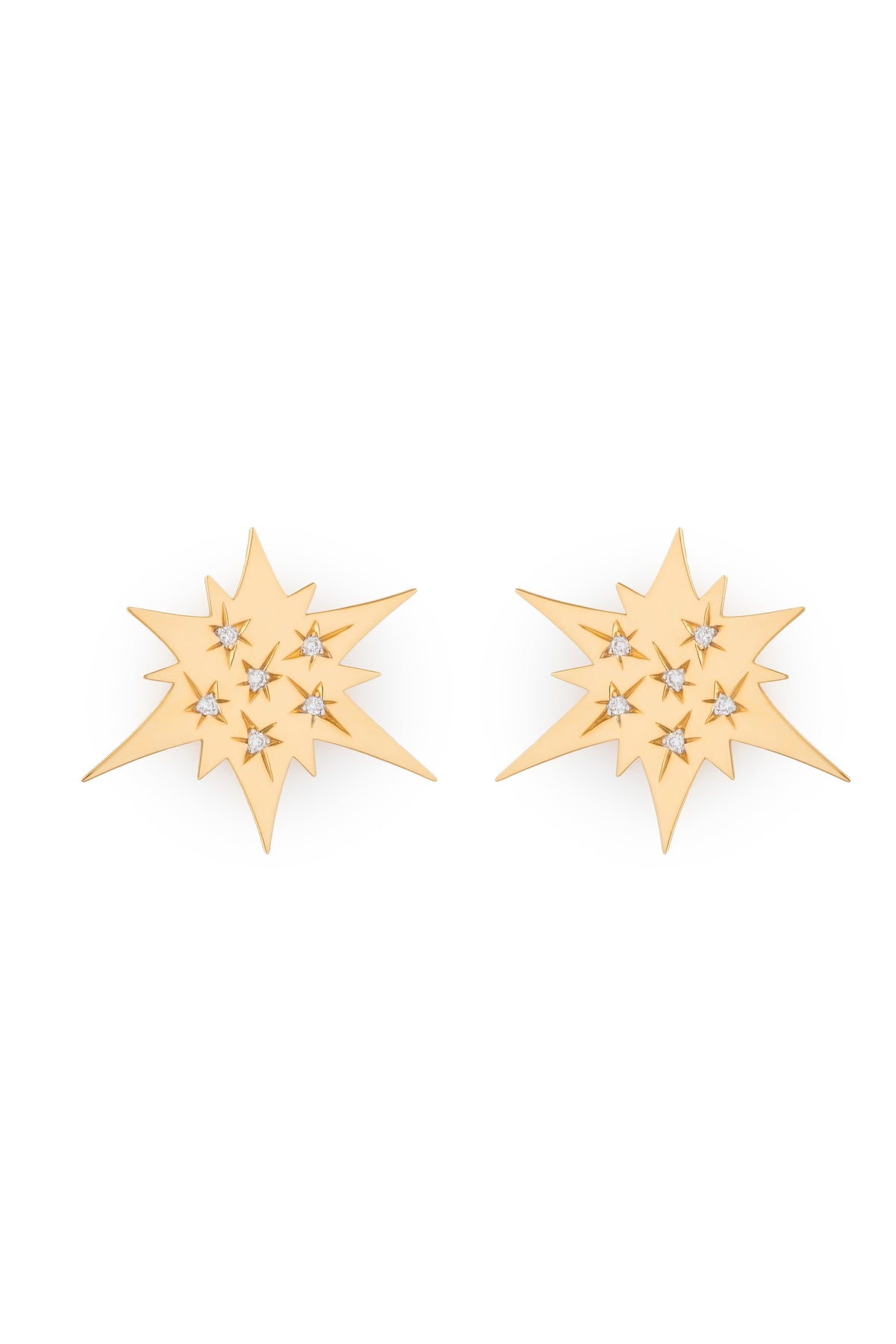 Soleil Collection Earrings Yellow Gold with White Diamonds