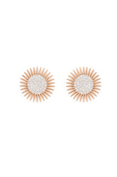 Large Soleil Earrings, White Diamonds, 18K Yellow Gold