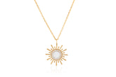 Soleil Necklace Yellow Gold, Diamonds with White Enamel Center